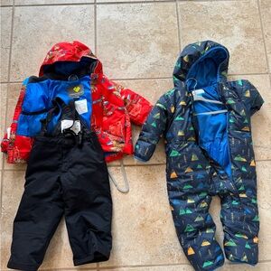 Children's Winter Snowsuit Set - Red and Blue